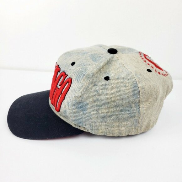 Chicago MU:KA Embroidered Distressed Acid Wash Snapback Cap Hat MUKA EUC - Picture 7 of 12